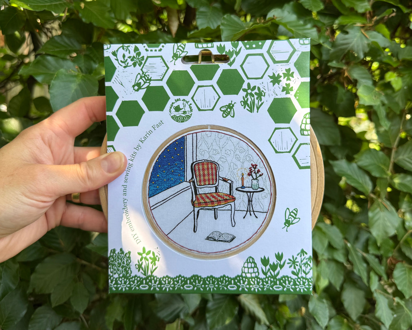 Starry night candle light embroidery kit