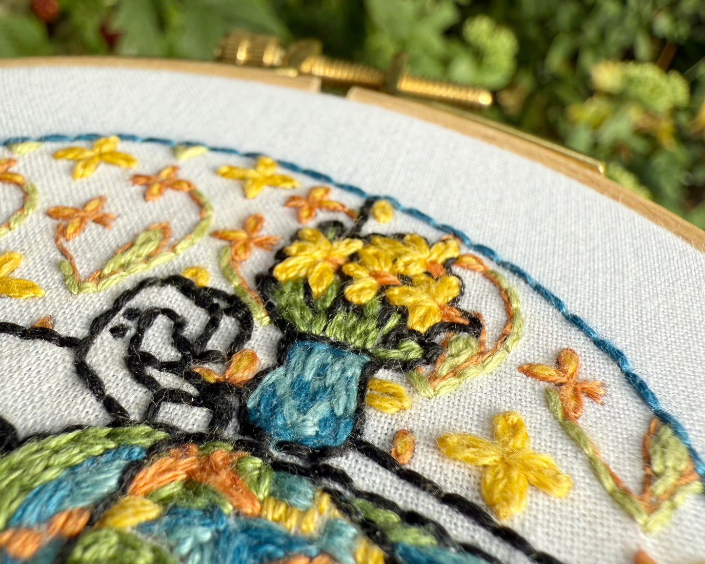 FABRIC PACK - mini floral interior embroidery kit for beginners - daffodil