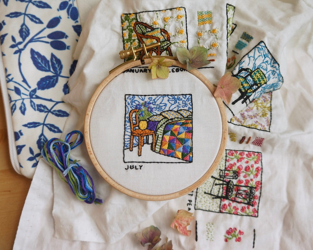 July hydrangea - a year of floral embroidery