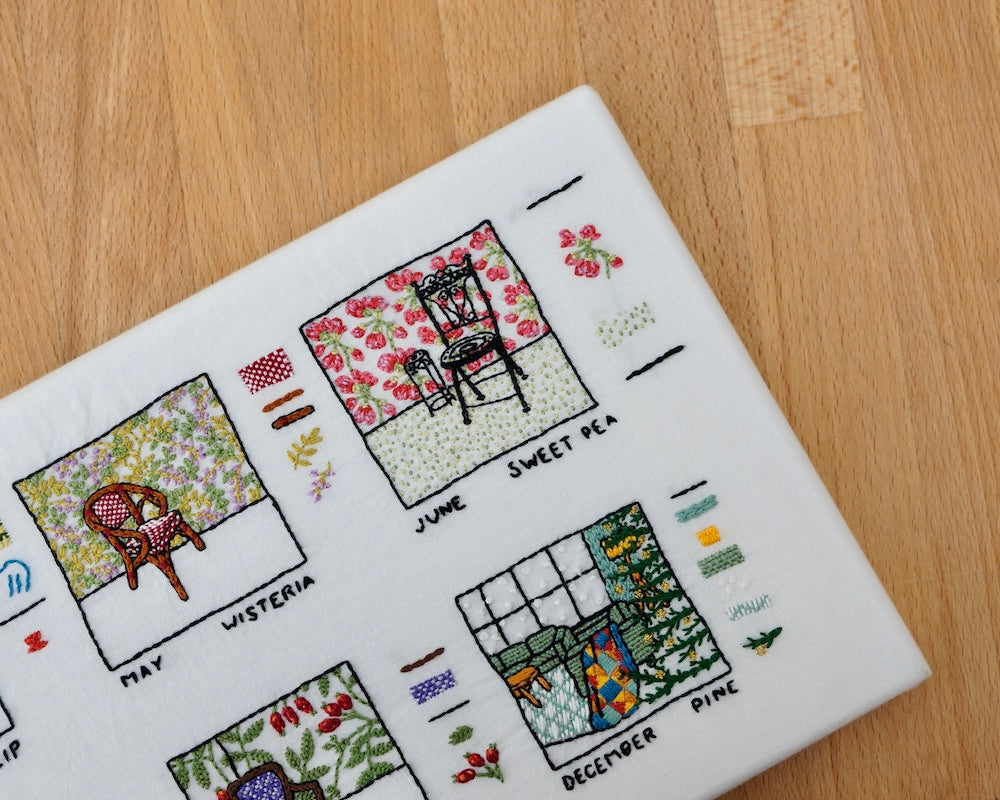 September framboos - een jaar bloemen borduren