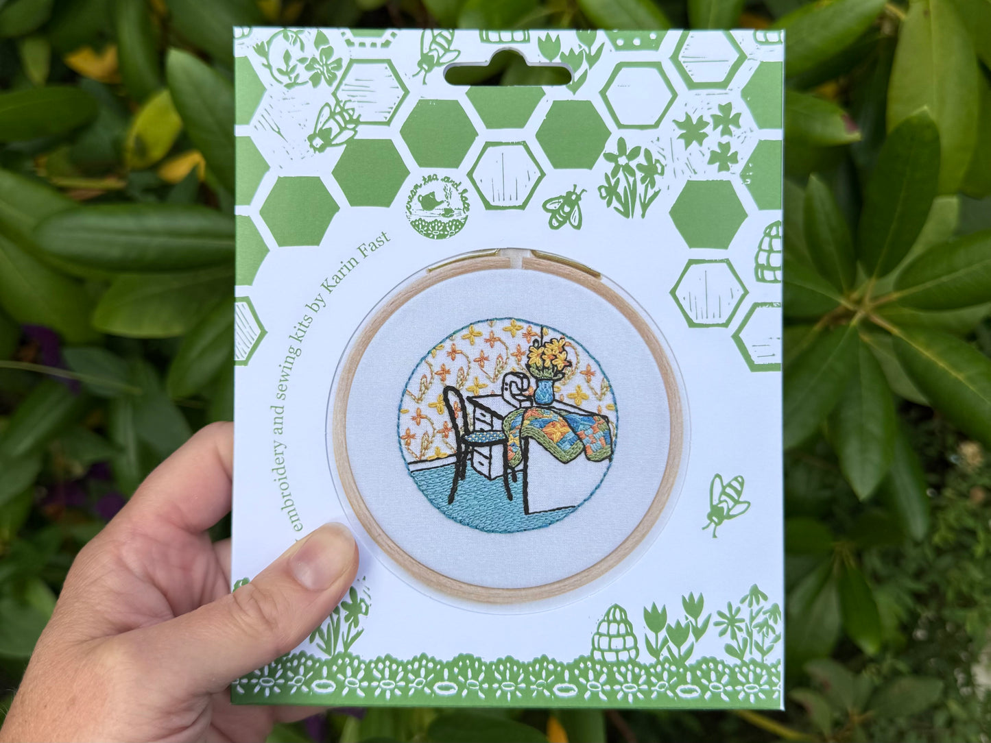 FABRIC PACK - mini floral interior embroidery kit for beginners - daffodil
