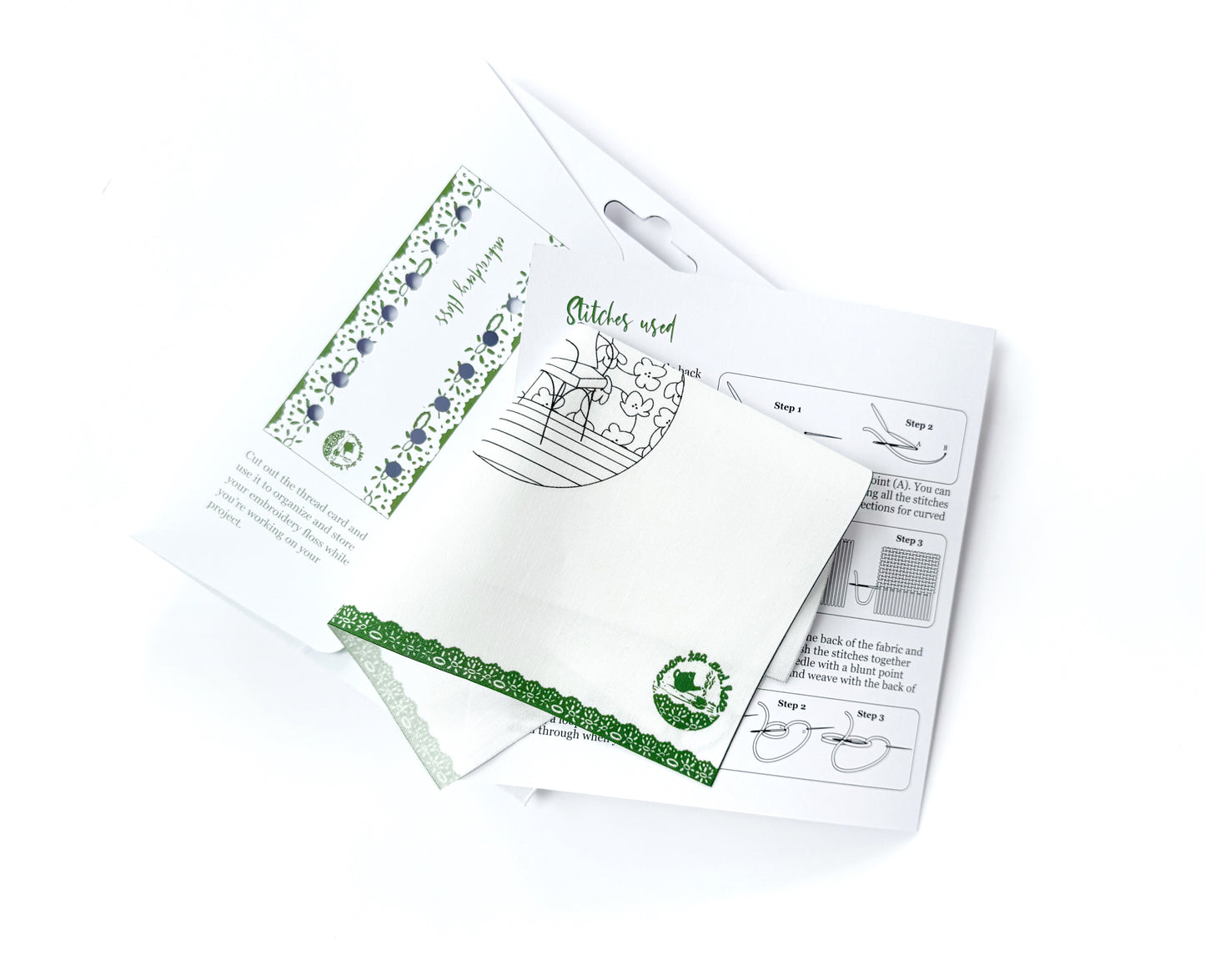 FABRIC PACK - mini floral interior embroidery kit for beginners - hellebore