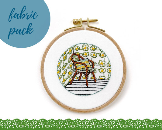 FABRIC PACK - mini floral interior embroidery kit for beginners - hellebore