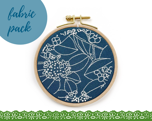 FABRIC PACK - mini floral embroidery kit for beginners - blue hydrangea