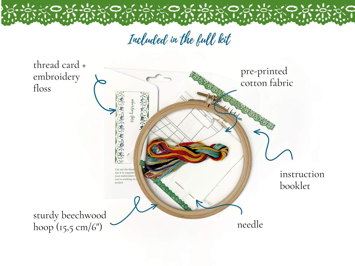 Colourful kitchen embroidery kit