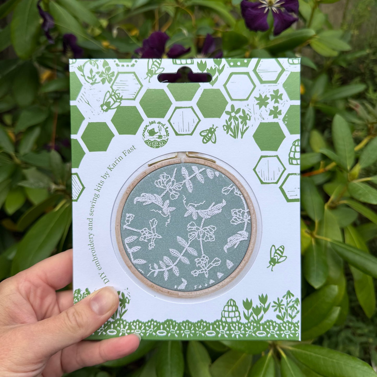 FABRIC PACK - mini floral embroidery kit for beginners - teal vetch