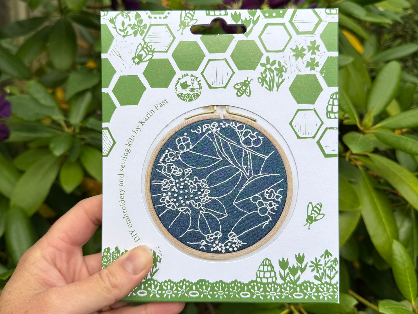 FABRIC PACK - mini floral embroidery kit for beginners - blue hydrangea