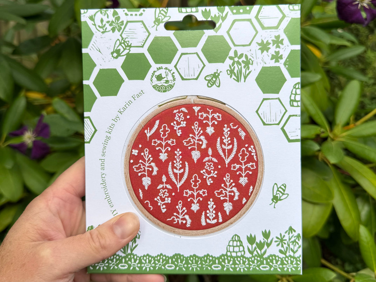 FABRIC PACK - mini floral embroidery kit for beginners - red wildflowers