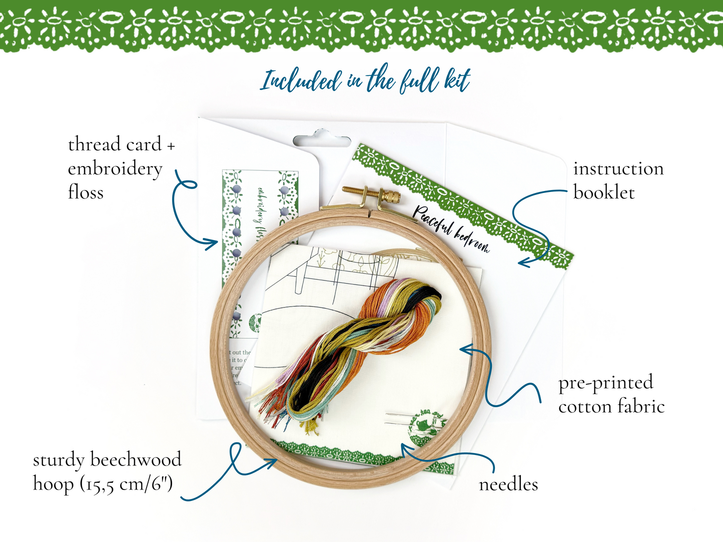 Peaceful bedroom embroidery kit