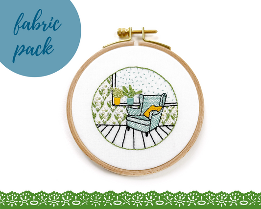 FABRIC PACK - mini floral interior embroidery kit for beginners - snowdrop