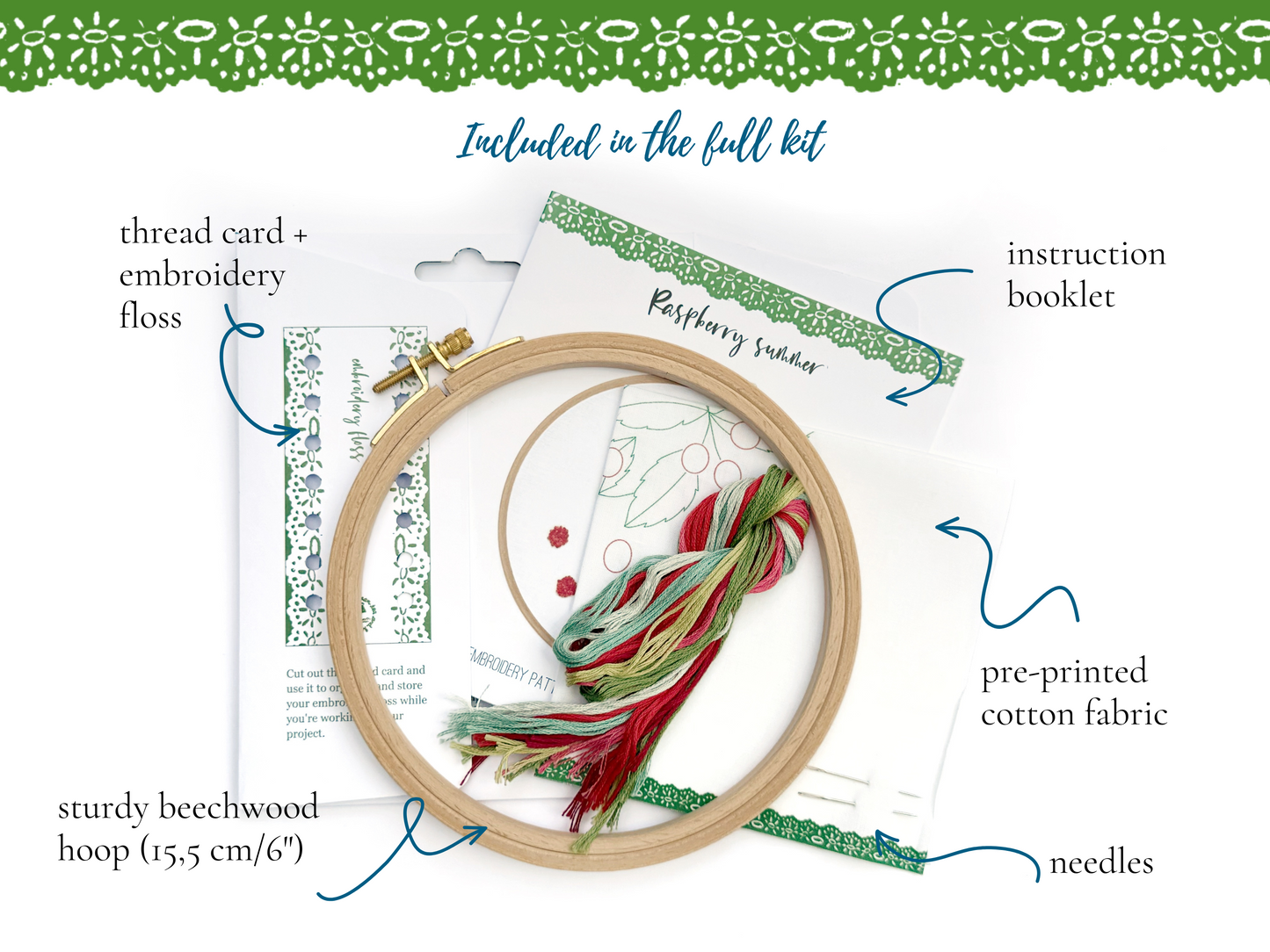 Raspberry summer embroidery kit